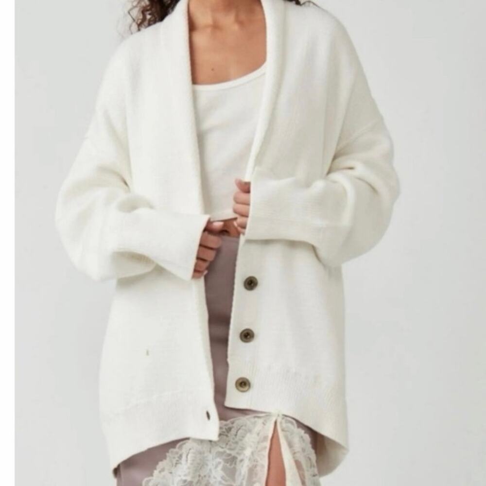 Free People Camomile Cardigan White Oversized Small